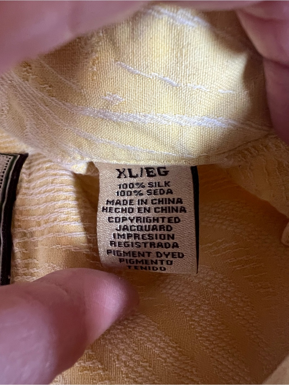 Jamaica Jaxx 100% Silk Yellow Tropical Palm Leaf Jacquard Aloha Shirt-Size-Med - Picture 4 of 8